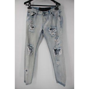 One teaspoon jeans Womens 25 W28 light blue destroyed ripped jeans cotton denim‎